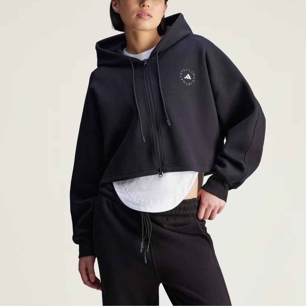 adidas Спортивный укороченный худи черный женский уличный стиль JD8107