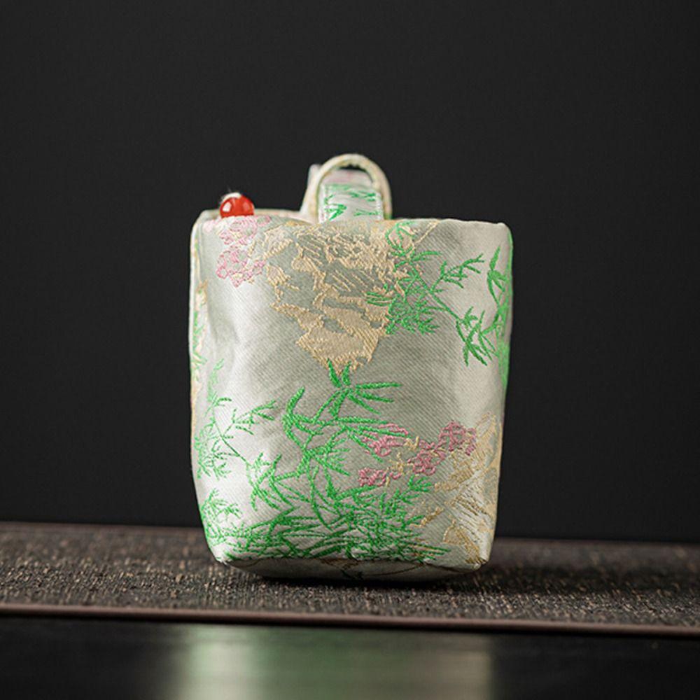 Storage Bag Teacup Cloth Pouch Makeup Bag Embroidered Handbag Hanfu Brocade Storage Bag  Outdoor