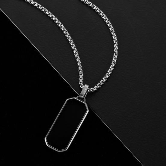 Мужское ожерелье в стиле панк, хип-хоп, титановая сталь, черная подвеска, полированный блестящий свитер