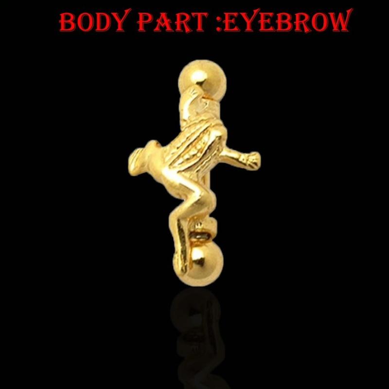 KODY PIERCING Пирсинг брови-лягушки с позолотой 18 карат и шариком - качественный пирсинг