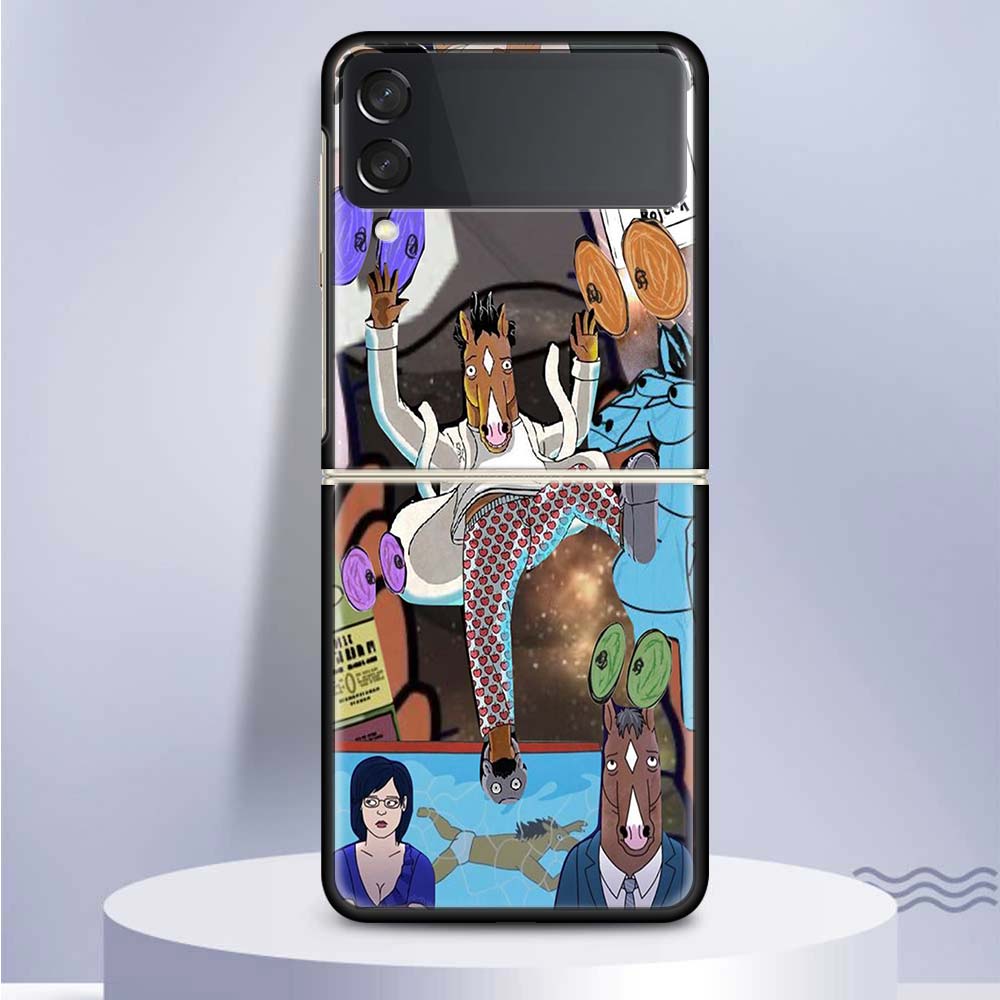 Чехол для телефона Samsung Galaxy Z Flip 5 4 3 5G с изображением мультфильма B-BoJack Horsemans, черный, твердый чехол ZFlip 5 4 3, роскошный противоударный бампер C
