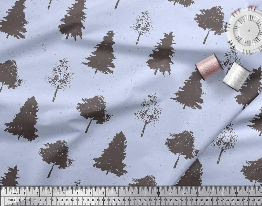 Soimoi Коричневый японский креп-сатин ткань трафарет дерево принт ткань на метр 42 дюйма