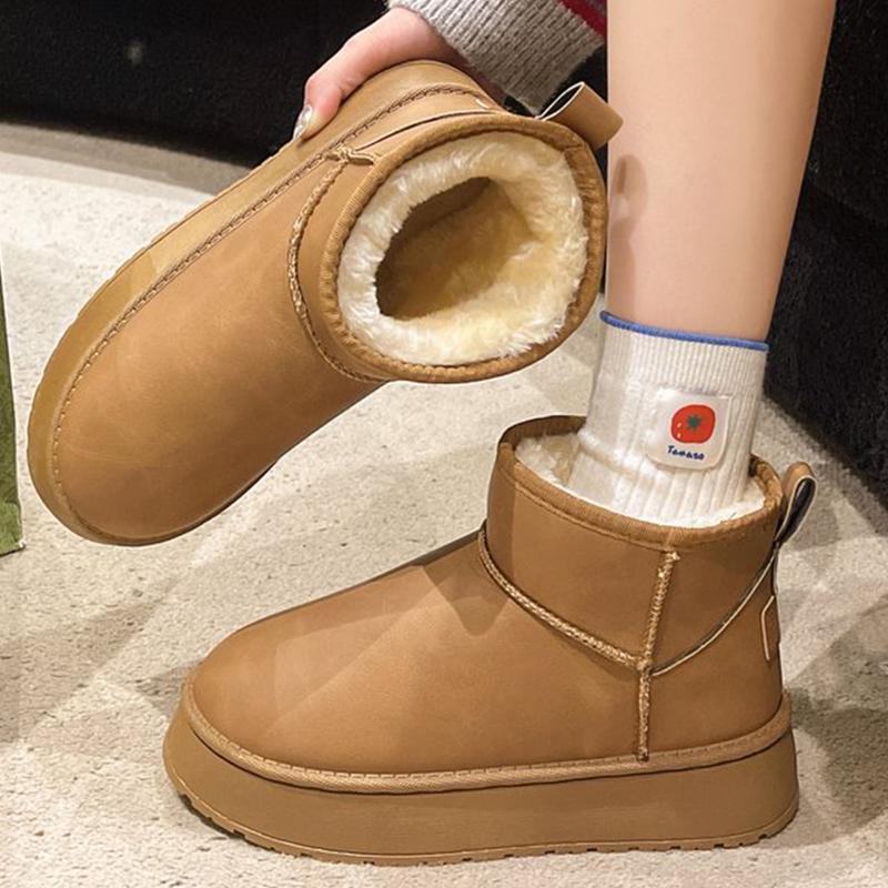 Winter Solid Color Platform Plush Snow Boots Woman Faux Fur Warm Ankle Boots Women Comfortable Plus Size Non Slip Botas Female