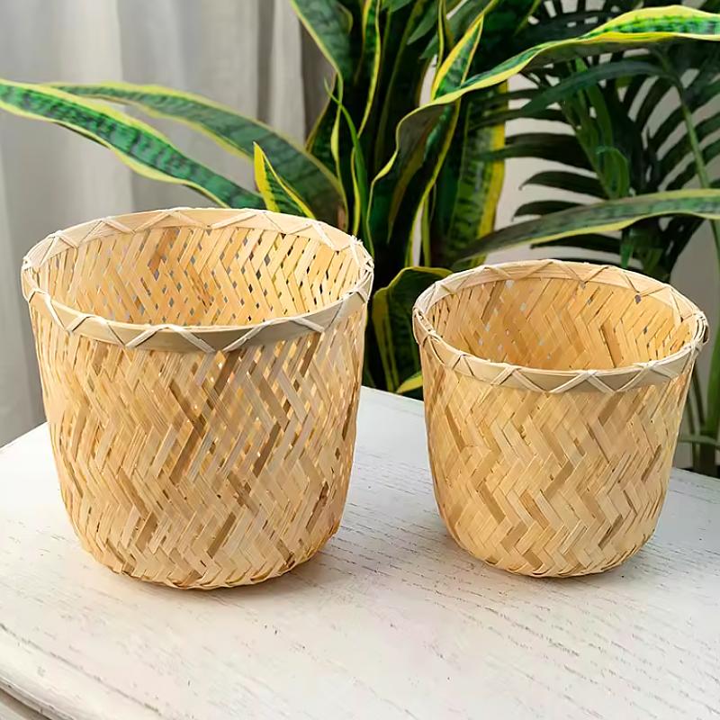1 шт. Подарочная упаковка, современная корзина для хранения, простая бамбуковая плетеная подарочная упаковка, цилиндрическое ведро, цветочная корзина