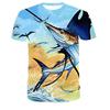 Tuna Ocean Digital Printed Short Sleeve Men's Fishing Enthusiast T-shirt Hot Selling Fashionable Men's Clothing