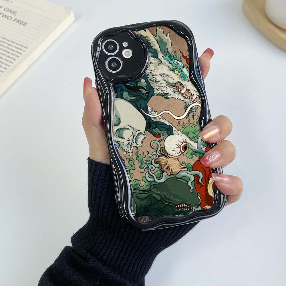 Чехлы для телефонов iPhone 11, 12, 13, 14, 15 Pro Max 78 Plus Infinix Hot 40 Realme C55 C35 OPPO A17 A96 A33, эксклюзивный дизайн Dragon, мягкий чехол кремового цвета