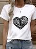 (Asian Size) Tee Top Love Heart Printing Cute Women Fashion Female Clothing T Shirt Woman Print  Short Sleeve Graphic T-shirts