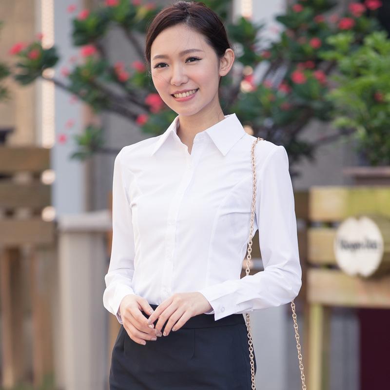 Spring Autumn Korean White Shirt Women's Lapel Shirts Ladies Long Sleeve Slim Fit Professional Tops