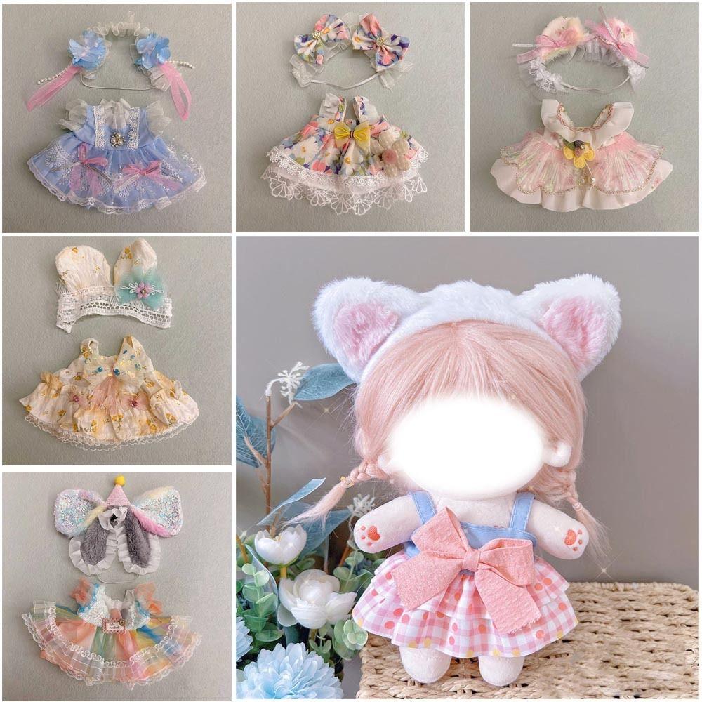 20CM Doll Clothes Multicolor Hairband Suspender Gift Cap Dress Suit Cotton Stuffed Doll
