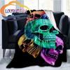 Rose Skull Blanket Bed Blanket Colored  Microfiber   For for Children and Adults Throw Travel Adult