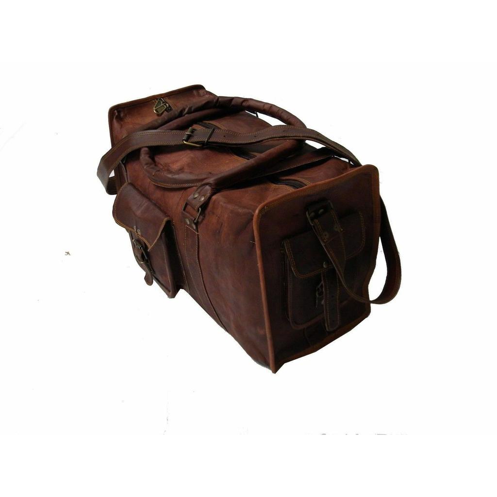 Bags Goat Vintage Leather Luggage Bag Duffle Travel Brown Men Handmade Bag Large