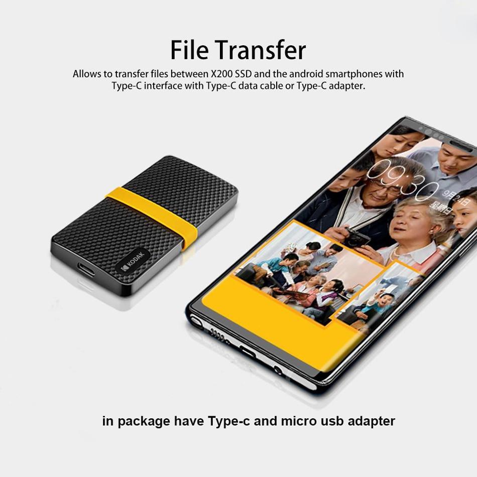 Kodak X200 SSD 256GB USB3.1 External Hard Drive Solid State PSSD For Laptops Desktops PS5 XBOX PS4