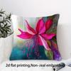 Fuchsia Flower Watercolor Print Throw Pillow Cover, Faux Embroidery Style Decorative Cushion For Living Room Bedroom Sofa Couch