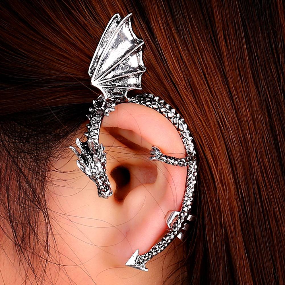 3 Pcs Gothic Punk Ear Clip Wrap Earring Metal Dragon Ear Cuff Clip Earring Retro Animal Non Piercing Wrap Clip Earring