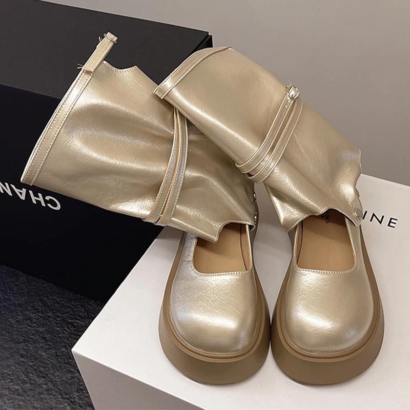 Женские крутые ботинки сандалии до середины икры на плоской подошве платформа летняя новинка 2025 тренд повседневные женские сандалии бренд zapatillas mujer