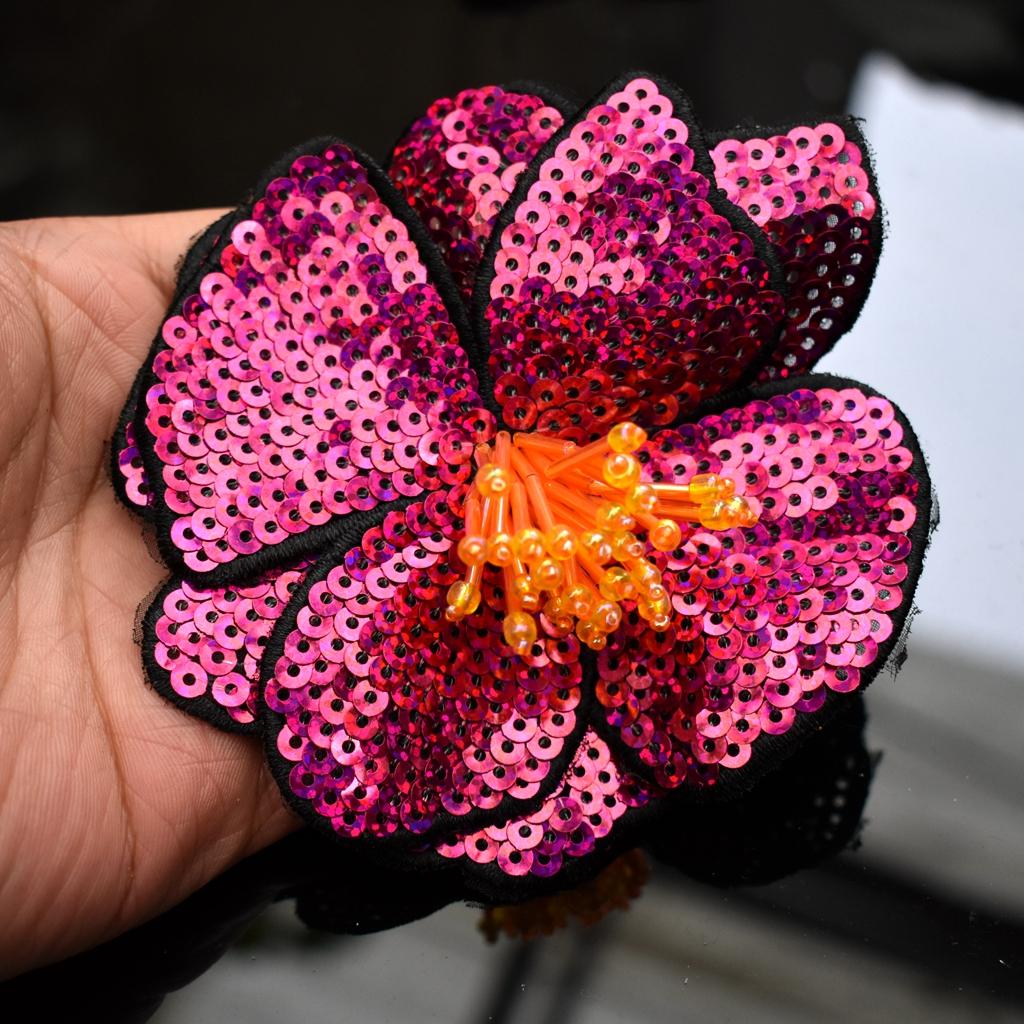 Handmade Beads Embroidery Flower Colorful Sequins Patch Cloth Decorated With DIY Auxiliary Material Large Repair Hole Applique