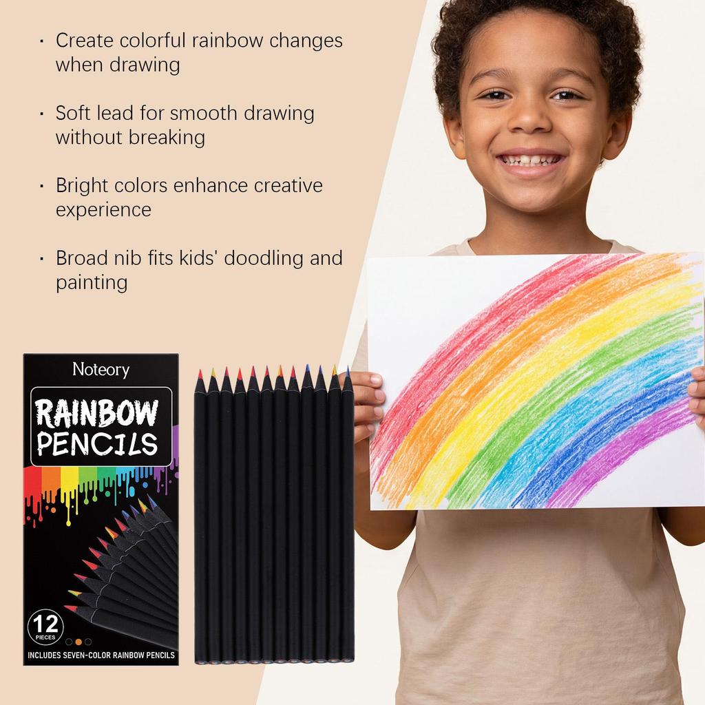 Noteory Multi-Color Rainbow Pencil for Doodling and Painting