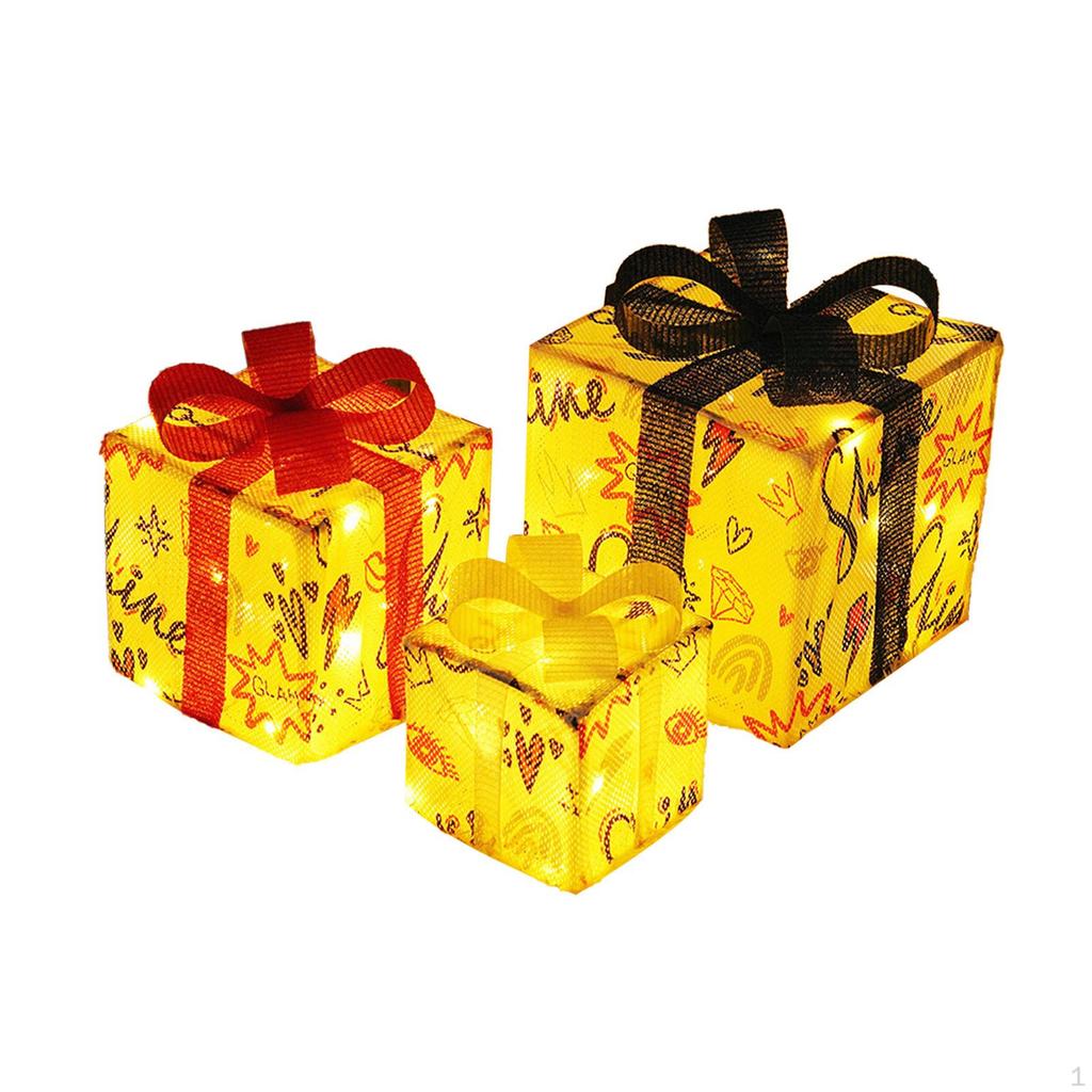 3 Pieces Christmas Light Up Boxes ,Light Present ,Christmas Scene Layout Decoration for