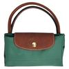 Longchamp Le Pliage Original Минималистичная сумка-тоут для ежедневных поездок Логотип Текстурированный нейлоновый холст и кожа Пельмень Маленькие женские сумки-тоут Шалфей 1621089P84