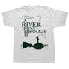 Новая мужская футболка A River Runs Through Fly Fishing Оверсайз с принтом Повседневная футболка Повседневная с коротким рукавом Винтажная футболка для пар
