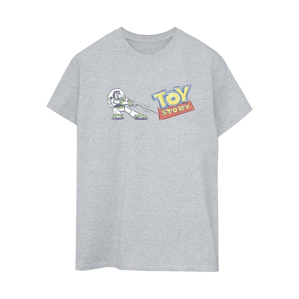 Disney Womens/Ladies Toy Story Buzz Pulling Logo Cotton Boyfriend T-Shirt