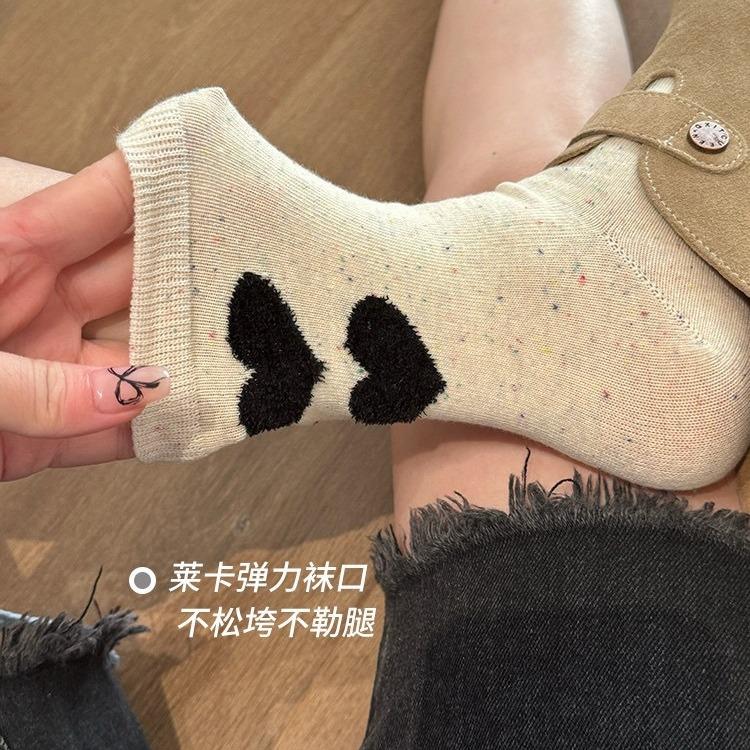 Cute Socks Medium Tube Socks Idea Yarn Pure Cotton Spring And Autumn Bear Tide Cartoon Color Socks
