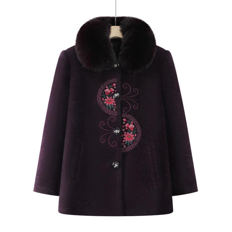 Зимнее пальто бабушки с плюшевой подкладкой, утолщенное из норковой шерсти, новый стиль, хлопковое пальто для мамы, пальто для среднего и пожилого возраста, осенне-зимнее