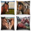 Наволочка с масляной живописью лошади, домашний декор, винтажная наволочка для дивана, автомобиля, льняная наволочка, домашняя декоративная, дропшиппинг