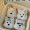 Kawaii West Highland Terrier Puppy Keychain Cute Plush Soft Stuffed Doll Pendant Women Girls Birthday Gift