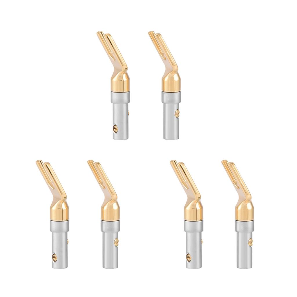 6 Pcs Gold Plated 4mm Banana U Fork Y Spade Plug Speaker Wire Connector Screw Type Solder Free
