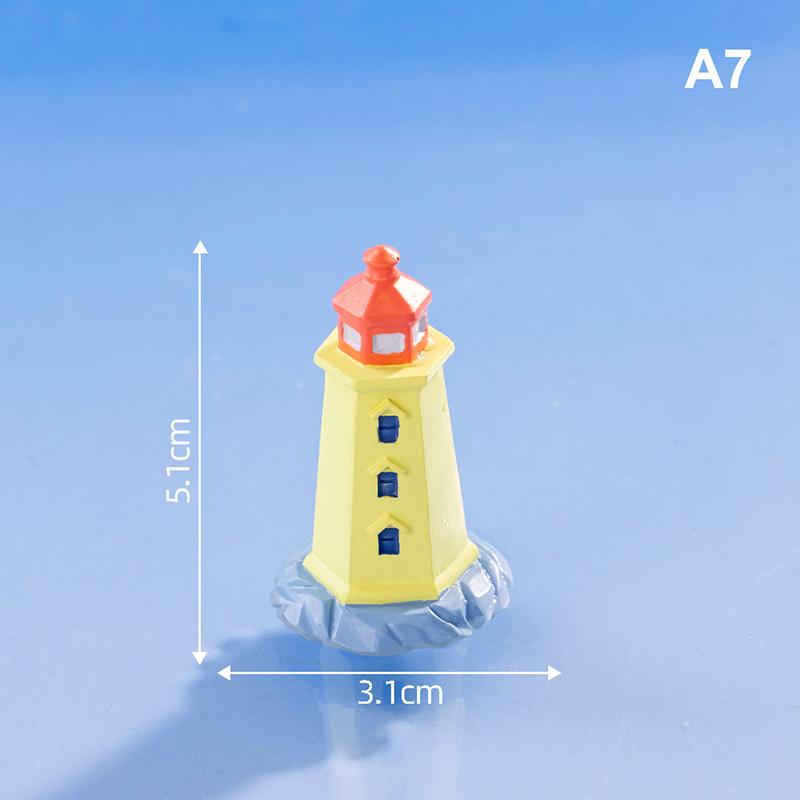 Mini Ocean Figurine Doll Garden Decor Ornament Kid Toy Miniature Landscape Ornaments Lighthouse Statue Resin Craft
