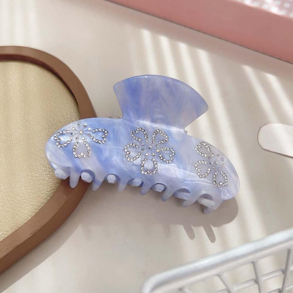 Korean Style Rhinestone-inlay Hair Claw Iridescent Acrylic Hair Claw Women Shark Clip Daily