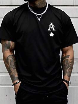 Mens Clothes Ace Spade Print Black TShirt, Unisex Casual Crew Neck Tshirt Lightweight 180gsm
