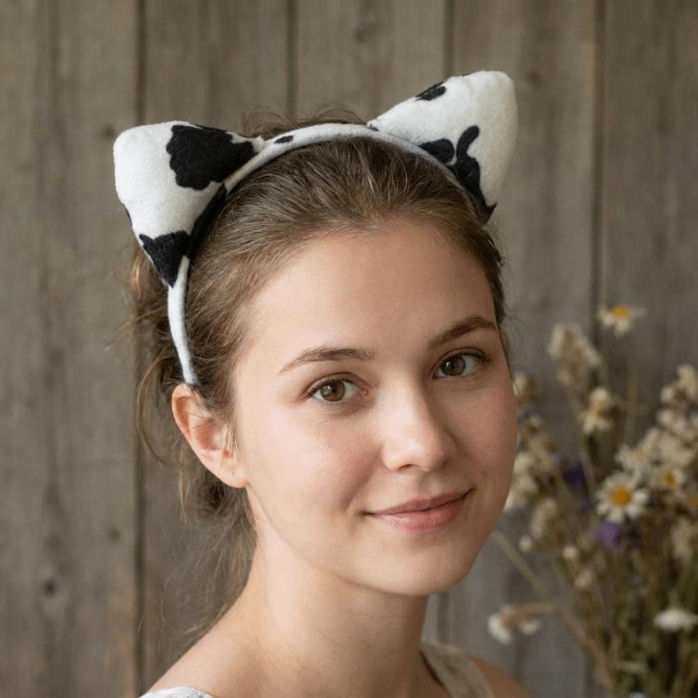 Hair-Pressing Cow Horn Headband Non-Slip Dairy Cow Hairband Funny Animal Ears Hair Hoop Daily Use