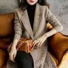 Autumn Winter Women's Wool Sweater Coat Women Long Knitted Cardigan Jacket Korean Lapel Style Temperament Solid Sweater Windbreaker