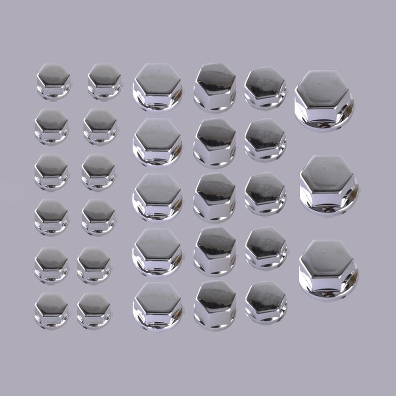 8-20mm screws 30pcs/set Motorcycle Screw Nut Caps Motorbike Bolt Cover Decoration fit for Yamaha Kawasaki Honda Silver