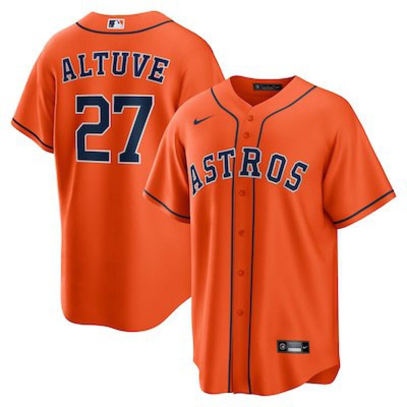 Mens Houston Astros Jose Altuve 27 MLB Baseball Jersey Embroidered Fan Apparel Sportswear