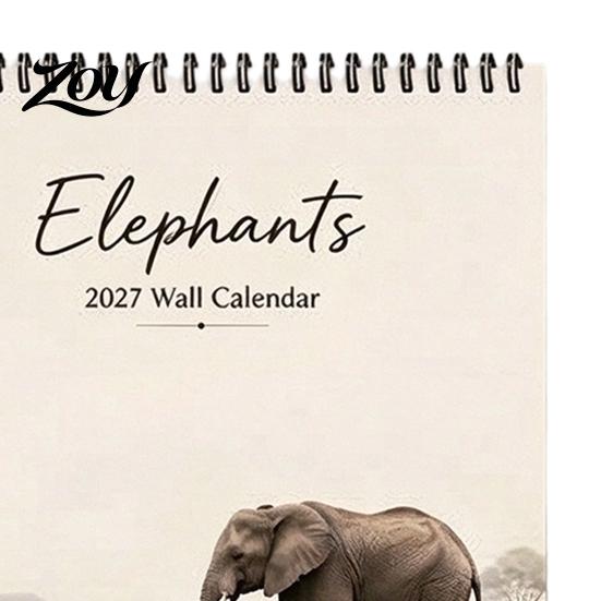 Настенный организатор учебного года, календарь-слон на 2027 год, 12-месячный планировщик дикой природы на спирали, плотная бумага, ежемесячный график для домашнего офиса, подарок