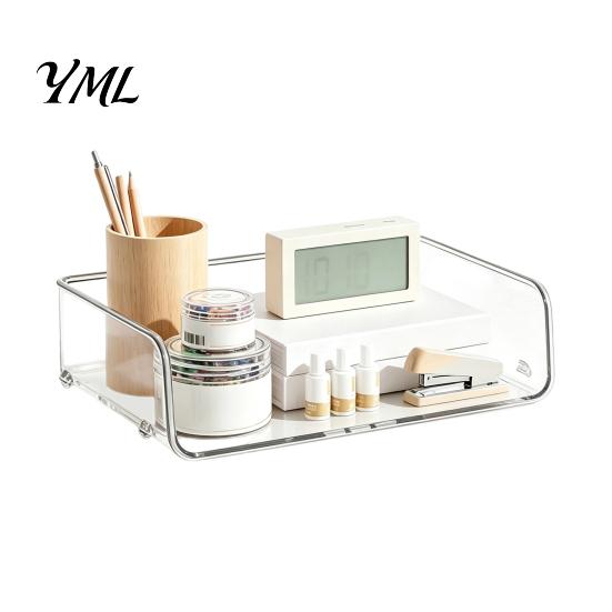Stationery Storage Tray Clear Acrylic File Organizer Tray, 1/2/3/4/5 Tier Paper Ducument Document Holder Box, Stackable Office Supplies Desk Rack Box
