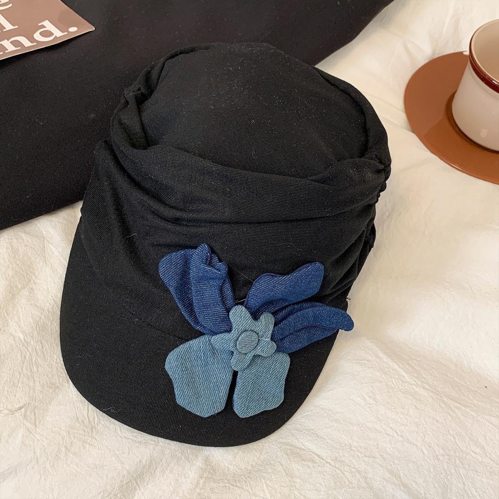 Niche Design Retro Three-Dimensional Flower Pleated Design Sense Peaked Cap Women'S Literary Versatile Personality Beret Tide