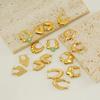 Cross-border European and American high-end stainless steel plating18K Gold vintage design hollow green eye earrings
