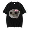 Funny Trendy Cute Kawaii Sad Hamster T Shirt  Women Summer Fashion Vintage Tee Shirt Casual T-shirt Streetwear
