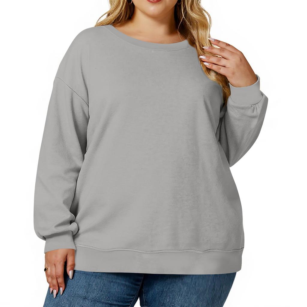 Plus Size Sweatshirt For  Women Oversized Crewneck Long Sleeve Pullover Tops
