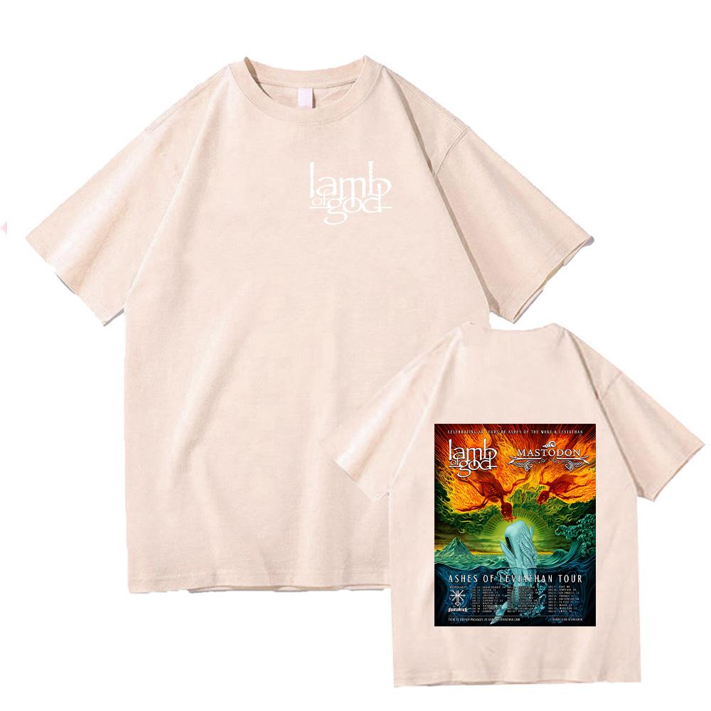 Футболки Lamb of God и Mastodonmusic Тур Ashes of Leviathan Графические принты Топы Высококачественные хлопковые футболки Свободные футболки унисекс