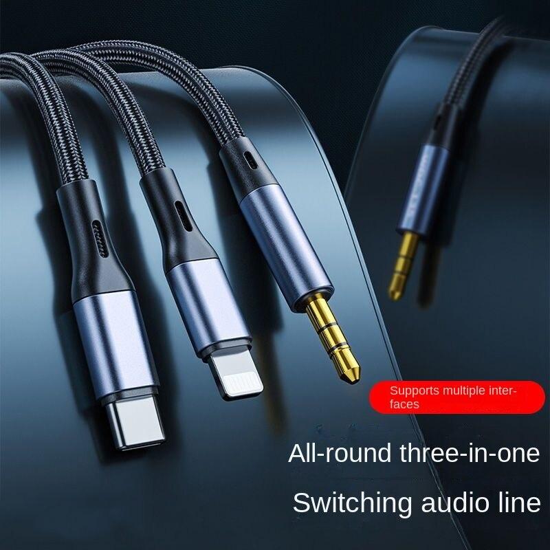 Aux аудиокабель «три в одном», многофункциональный автомобильный аудиокабель Apple Type-C, разъем 3,5 мм