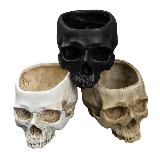 Юшенг Череп Цветочный горшок Подвесной Череп человека Кашпо Хэллоуин Конфетница Готический Плантатор для суккулентов Декор для дома и улицы