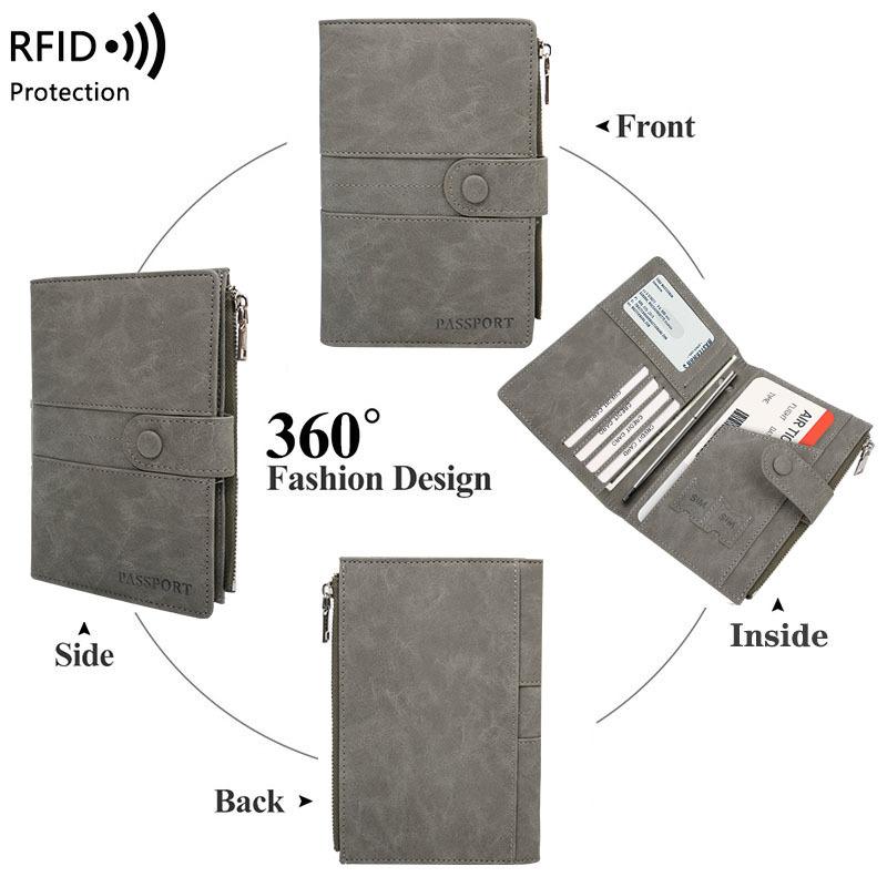 Женщины Мужчины ПУ RFID Обложка для паспорта Защита для паспорта Многофункциональный Кошелек для кредитных и удостоверяющих карт Водонепроницаемый Деловой Документ