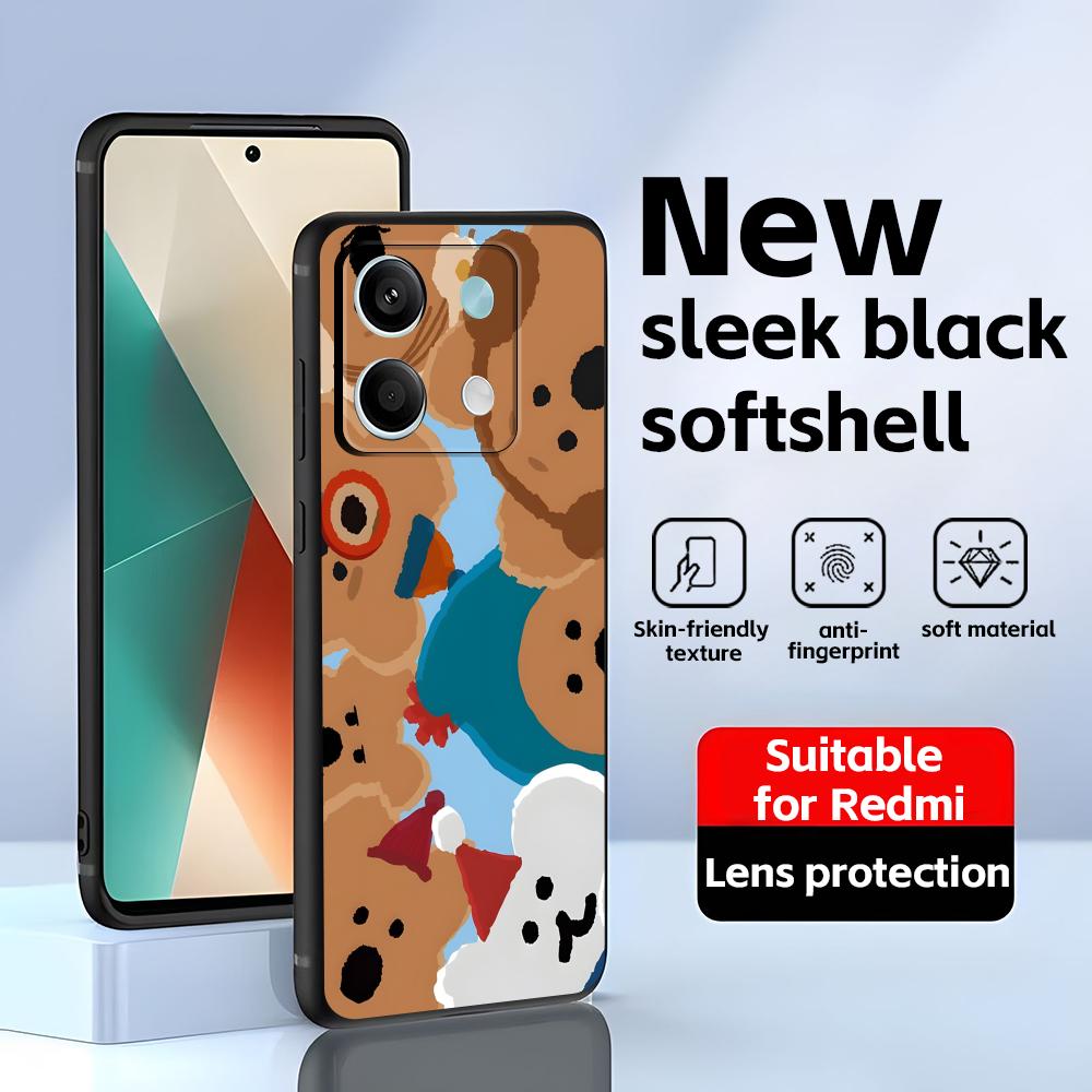Cute D-Dinotaeng  Phone Case For Redmi Note 14 13 12 11 Pro Plus S 5G 14C A3 Soft Black Phone Cover