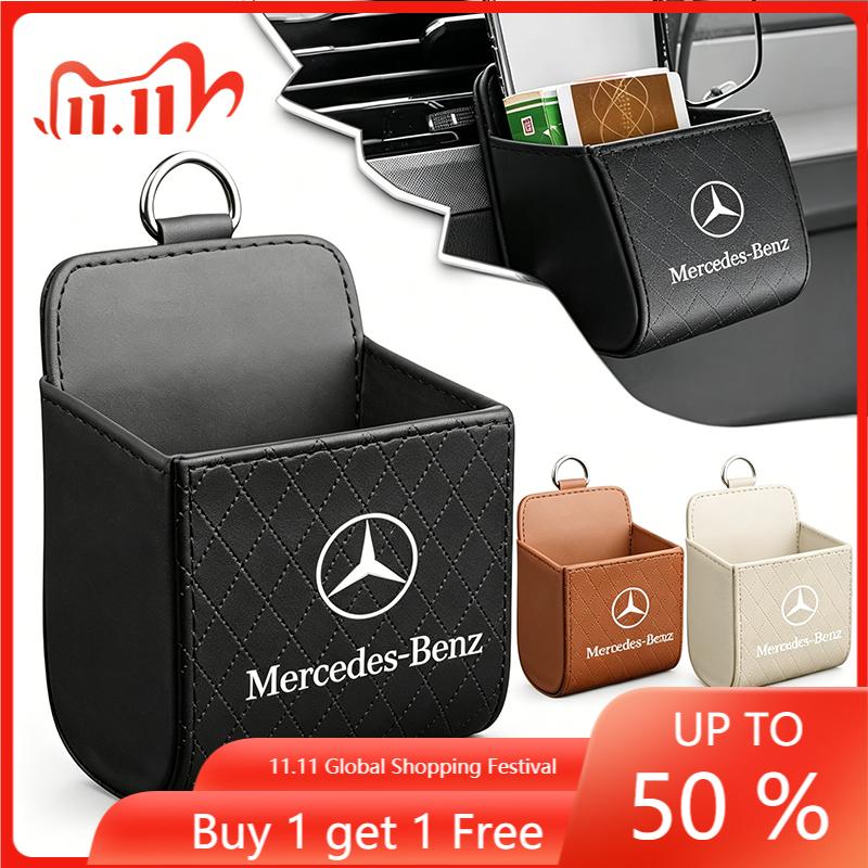 CRY1 Car Interior Storage Bag Air Outlet Debris Bag Hanging Organizer Box Stickers For Mercedes Benz A200 A180 W177 CLA GLA AMG A C E