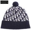 [Excellent Condition] 25DOB701I099 Oblique Print Cashmere Pom-Pom Knit Hat Hat NavyUsed
